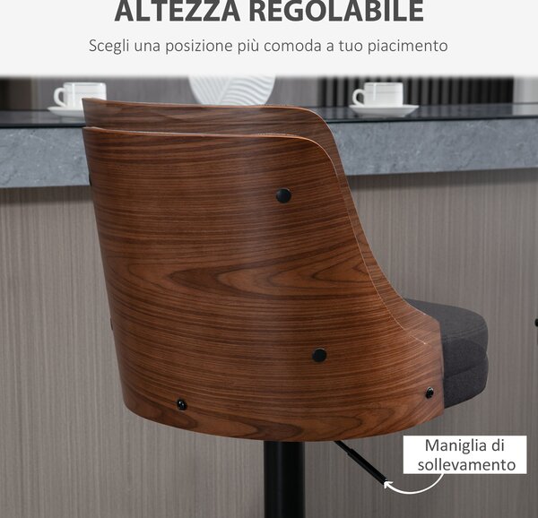 HOMCOM Set 2 Sgabelli Girevoli da Cucina e Bar, Moderni ad Altezza Regolabile in Tessuto Traspirante, 47.5x50x93.5-116 cm|Aosom Italy