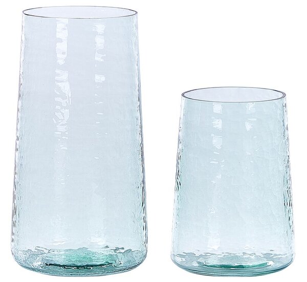Set di 2 vasi di fiori in vetro trasparente decorativo accessorio per la casa in vetro Beliani