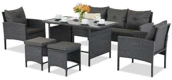 Set Technorattan con pouf Bari Garden Point antracite