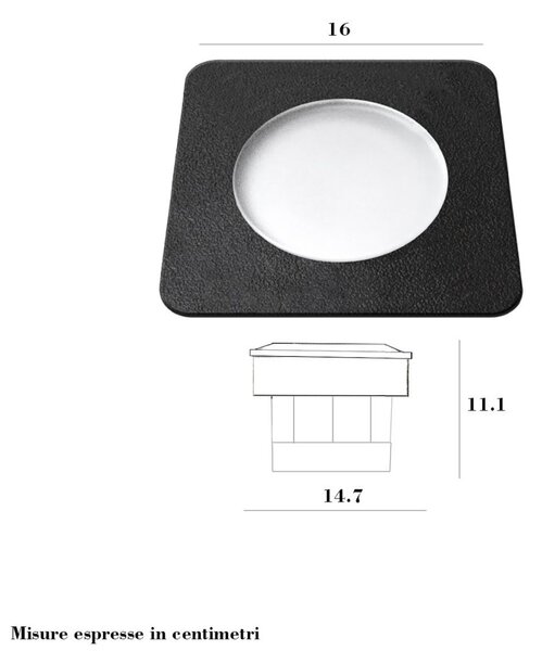 Faretto incasso quadrato calpestabile top light capri big ca qd16 gr gx53 led cct ip67 230v grigio resina - Top Light