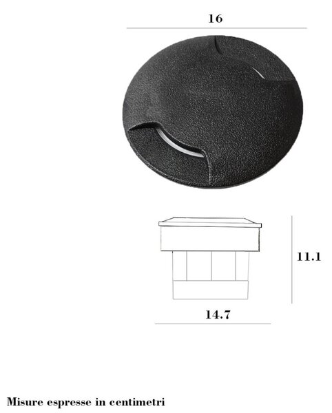 Faretto incasso tondo calpestabile biemissione top light capri ca tb16 ne gx53 led cct ip67 230v grigio resina - Top Light