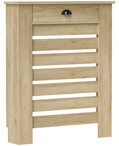 HOMCOM Copertura per radiatore copri radiatore griglia a doghe orizzontali con 2 cassetti in legno 78l x 19P x 95,5H cm rovere | Aosom Italy