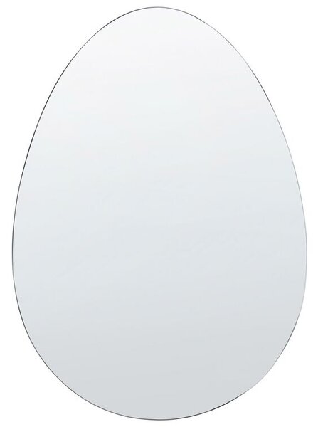 Specchio da parete in vetro argento 50 x 70 forma ovale da appendere senza cornice design moderno Beliani