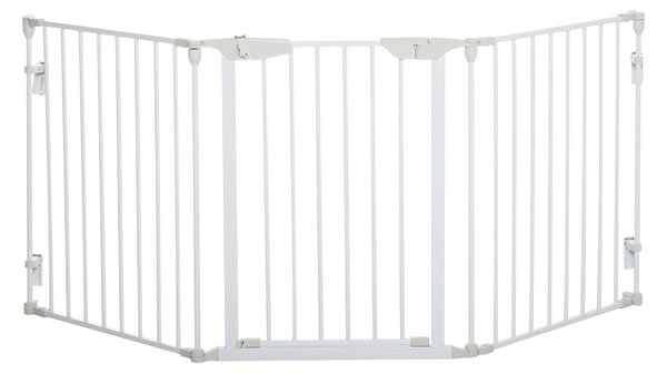 PawHut Cancelletto per Cani con Chiusura Automatica e Sistema di Blocco, in Metallo e Plastica, 180x74.5 cm, Bianco | Aosom Italy