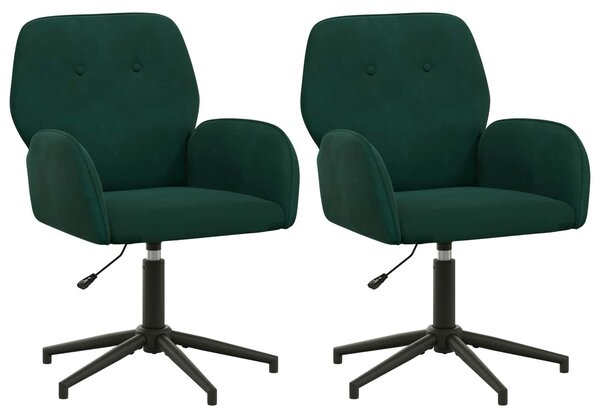 VidaXL Sedie girevoli, 2 pezzi, 54 x 55 x 90 cm, verde scuro, velluto (V)