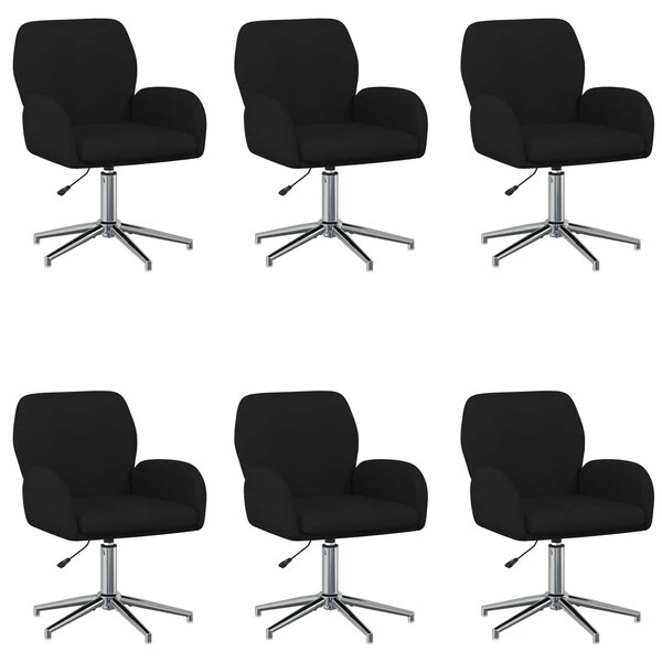 VidaXL Sedie girevoli, 6 pezzi, 54 x 58 x 90 cm, nere, rivestite in tessuto