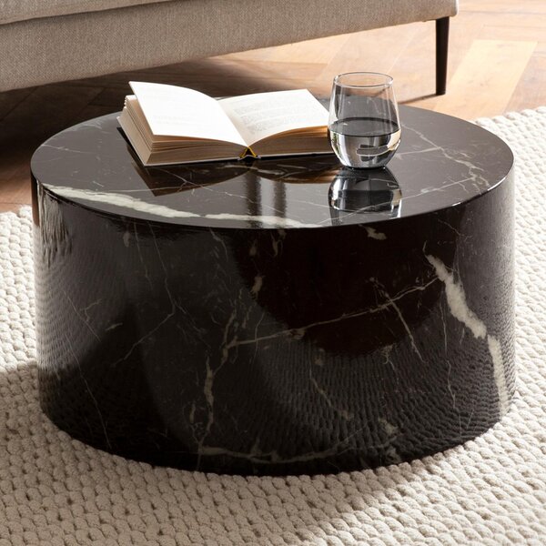 FineBuy Tavolino da salotto MONOBLOC 60x60x30 cm Tavolino da salotto di design Nero Rotondo Tavolino da salotto Tavolino da caffè Moderno