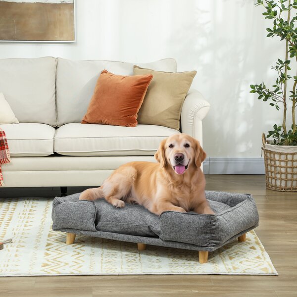 PawHut Divano per cani, con rivestimento rimovibile e lavabile, Grigio scuro | Aosom Italy