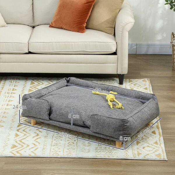 PawHut Divano per cani, con rivestimento rimovibile e lavabile, Grigio scuro | Aosom Italy