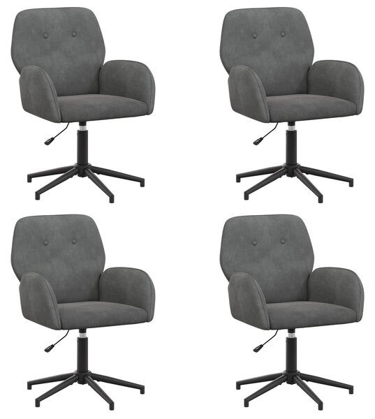 VidaXL Sedie girevoli, confezione da 4, 54 x 55 x 90 cm, grigio scuro, rivestite in velluto (V)