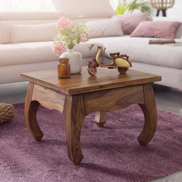 FineBuy Tavolino Opium 60 x 40 x 60 cm in legno massello di sheesham Tavolo da salotto quadrato marrone Tavolo da salotto basso Tavolo da divano
