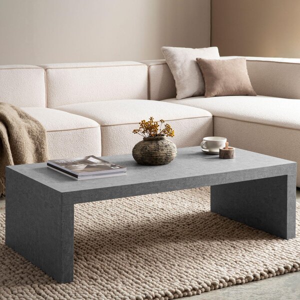 FineBuy Tavolino da salotto 110x55x35 cm Grigio Tavolino da divano Design intramontabile Tavolino da soggiorno Rettangolare Tavolino da salotto Semplice Tavolino da caffè Grande