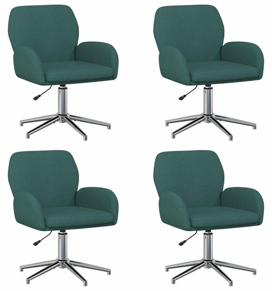 VidaXL Sedie girevoli, confezione da 4, 54 x 58 x 90 cm, verde scuro, rivestite in tessuto