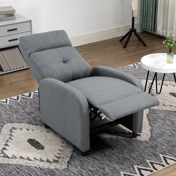 HOMCOM Poltrona Reclinabile 155° max in Tessuto Effetto Lino Grigio con Poggiapiedi, 67x87x98 cm | Aosom Italy