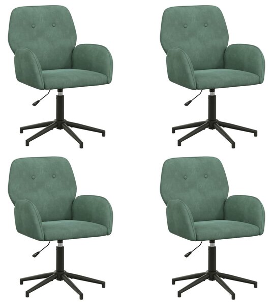 VidaXL Sedie girevoli, confezione da 4, 54 x 55 x 90 cm, colore verde acqua, rivestimento in velluto (V)