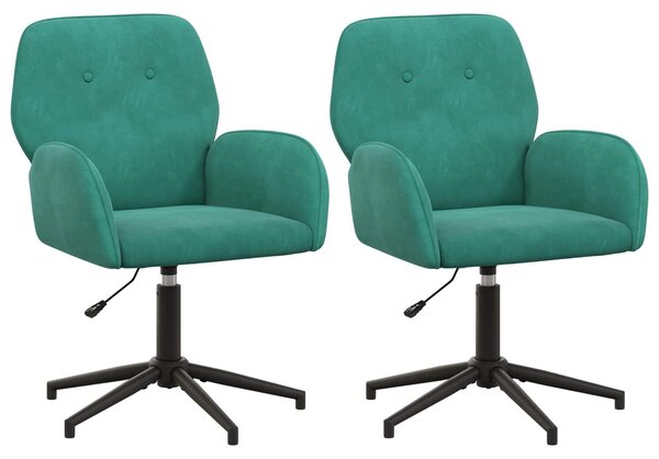 VidaXL Sedie da ufficio, 2 pezzi, 54 x 55 x 90 cm, colore turchese, rivestite in velluto