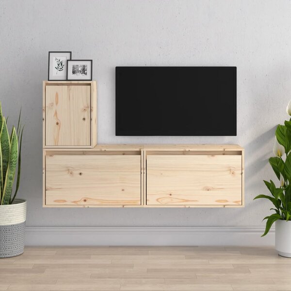 VidaXL Mobile Porta TV Nero 104x33x41 cm in Legno Massello di Pino