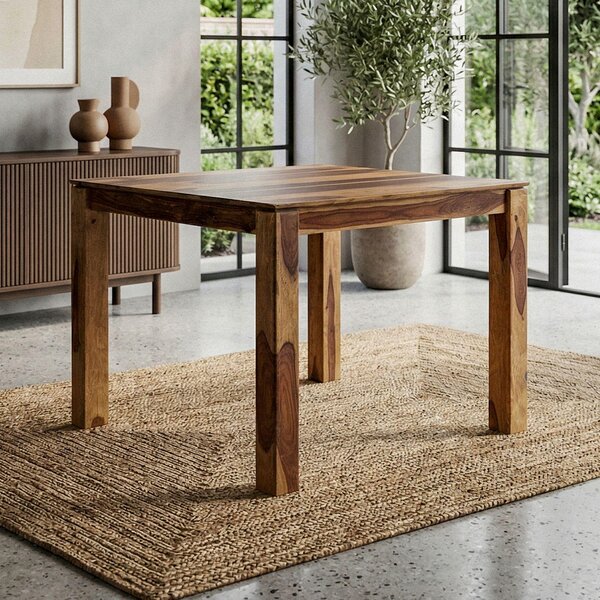 FineBuy Tavolo da pranzo in legno massello Sheesham 80x80 cm marrone scuro Tavolo da pranzo quadrato Tavolo da cucina per 4 persone Tavolo in legno Tavolo da pranzo fatto a mano