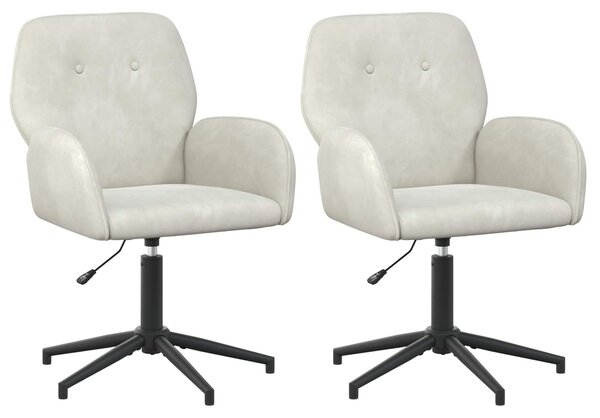 VidaXL Sedie girevoli, 2 pezzi, 54 x 55 x 90 cm, color crema, rivestite in velluto (V)