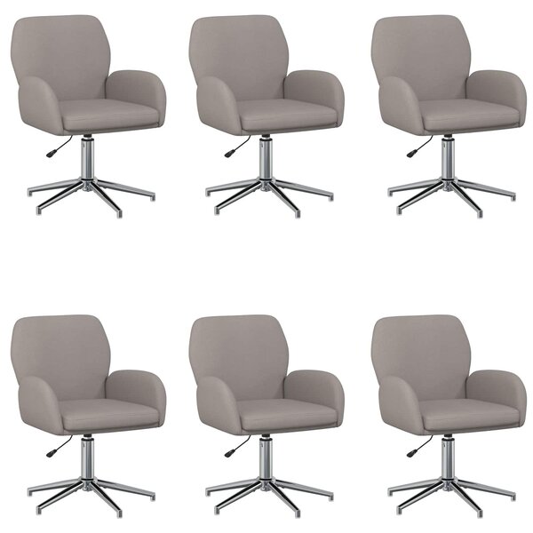VidaXL Sedie girevoli, 6 pezzi, 54 x 58 x 90 cm, color tortora, rivestite in tessuto