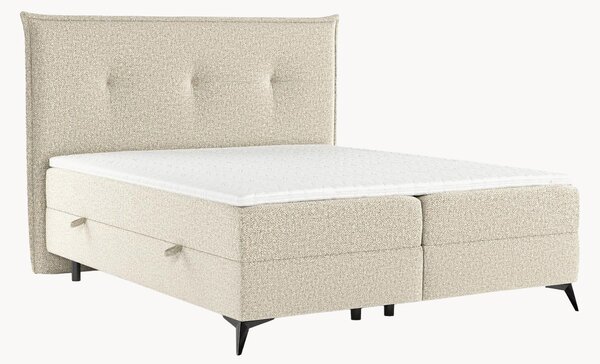 Letto boxspring in bouclé fatto a mano con contenitore Lucca, H2