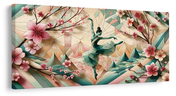 Quadro su tela – Ballerina astratta tra i fiori