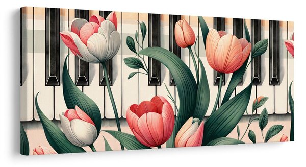 Quadro su tela – Fiori al ritmo della musica e del pianoforte
