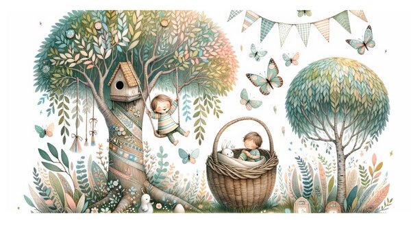 Quadro su tela – Altalena tra i rami dell’albero