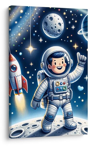 Quadro su tela – Sogni spaziali di un piccolo esploratore