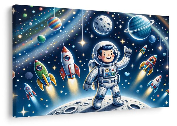 Quadro su tela – Piccolo astronauta in missione avventurosa