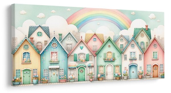 Quadro su tela – Strada da favola con allegro arcobaleno