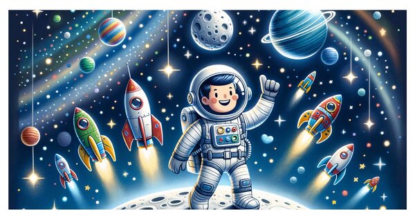 Quadro su tela – Avventura galattica per un piccolo eroe