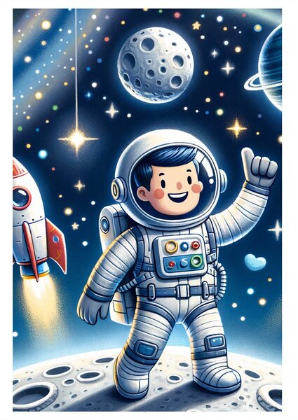 Quadro su tela – Sogni spaziali di un piccolo esploratore