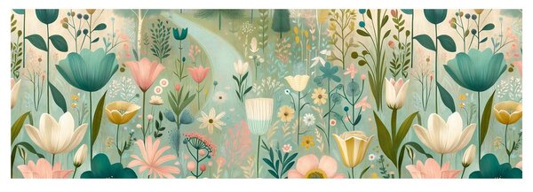 Quadro su tela – Prato in fiore nella valle silenziosa