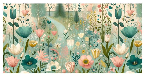 Quadro su tela – Fiori primaverili sul sentiero del bosco