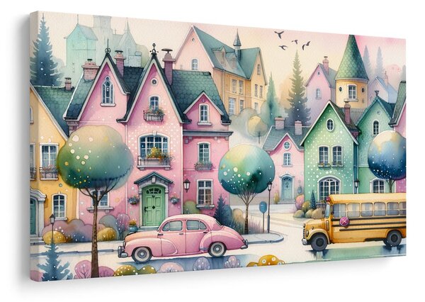 Quadro su tela – Vicoli magici della città pastello