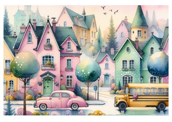 Quadro su tela – Vicoli magici della città pastello