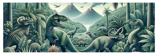 Quadro su tela – Mondo selvaggio dei dinosauri