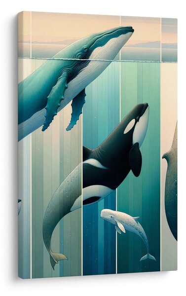 Quadro su tela – Eleganza delle balene sotto la superficie