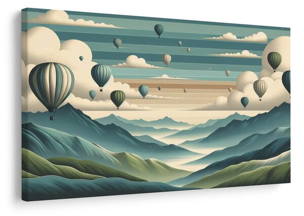 Quadro su tela – Mongolfiere sopra paesaggio montano
