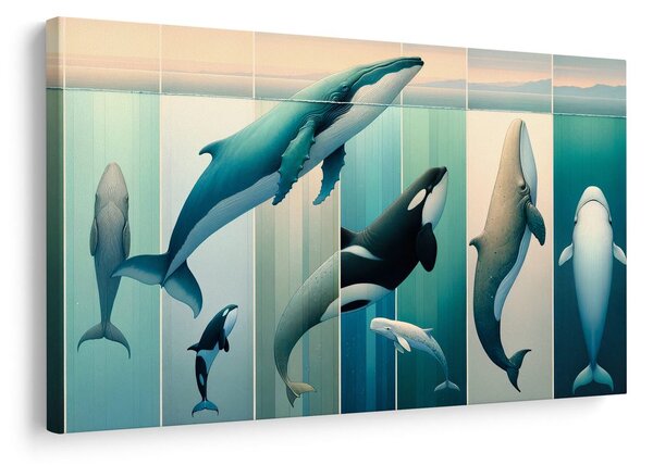 Quadro su tela – Balene e orche negli abissi