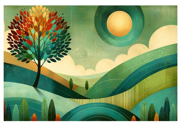 Quadro su tela – Albero della vita nel paesaggio