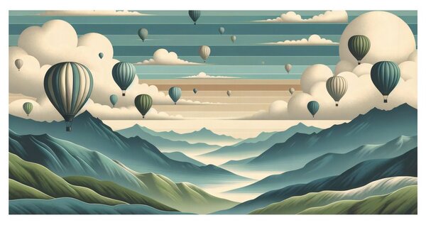 Quadro su tela – Volo in mongolfiera sopra le cime