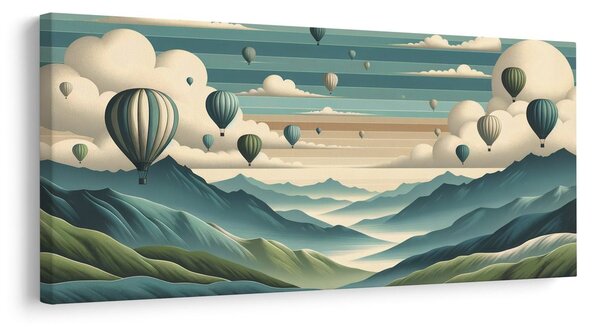 Quadro su tela – Volo in mongolfiera sopra le cime