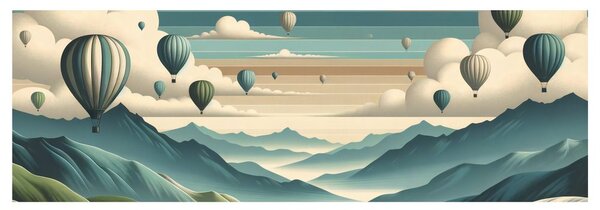 Quadro su tela – Montagne e cielo pieni di palloni