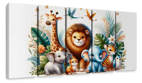 Quadri 5 pezzi – Amici animali nella giungla