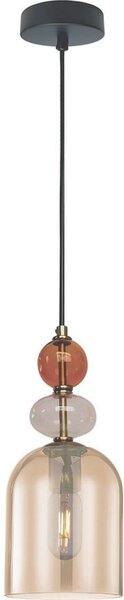 Lampadario a sospensione con cavo TROPEA 1xE27/15W/230V nero/rosso fumé/beige