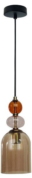 Lampadario a sospensione con cavo TROPEA 1xE27/15W/230V nero/rosso fumé/beige