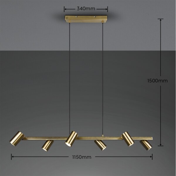 Trio - Lampadario a cavo MARLEY 6xGU10/35W/230V ottone