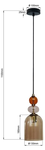 Lampadario a sospensione con cavo TROPEA 1xE27/15W/230V nero/rosso fumé/beige